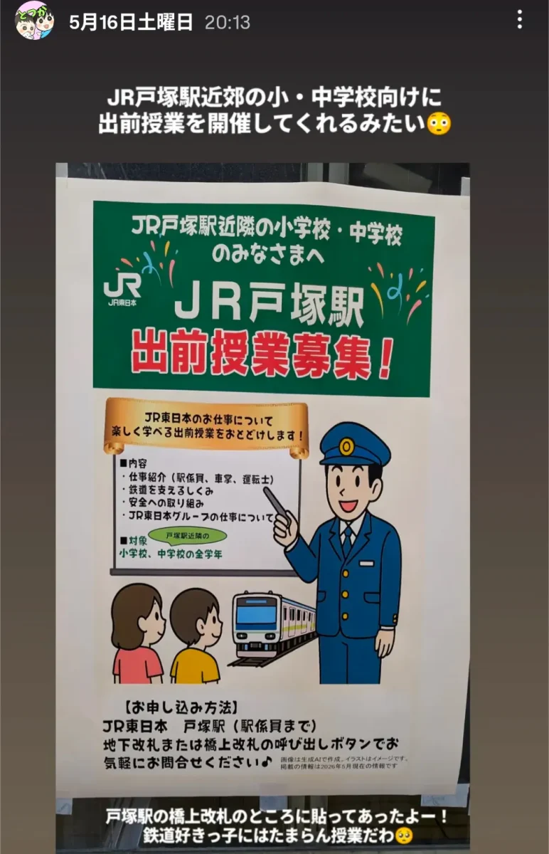 JR戸塚駅出前授業募集ポスター 近隣の小中学校向けにJR東日本の仕事を学ぶ授業