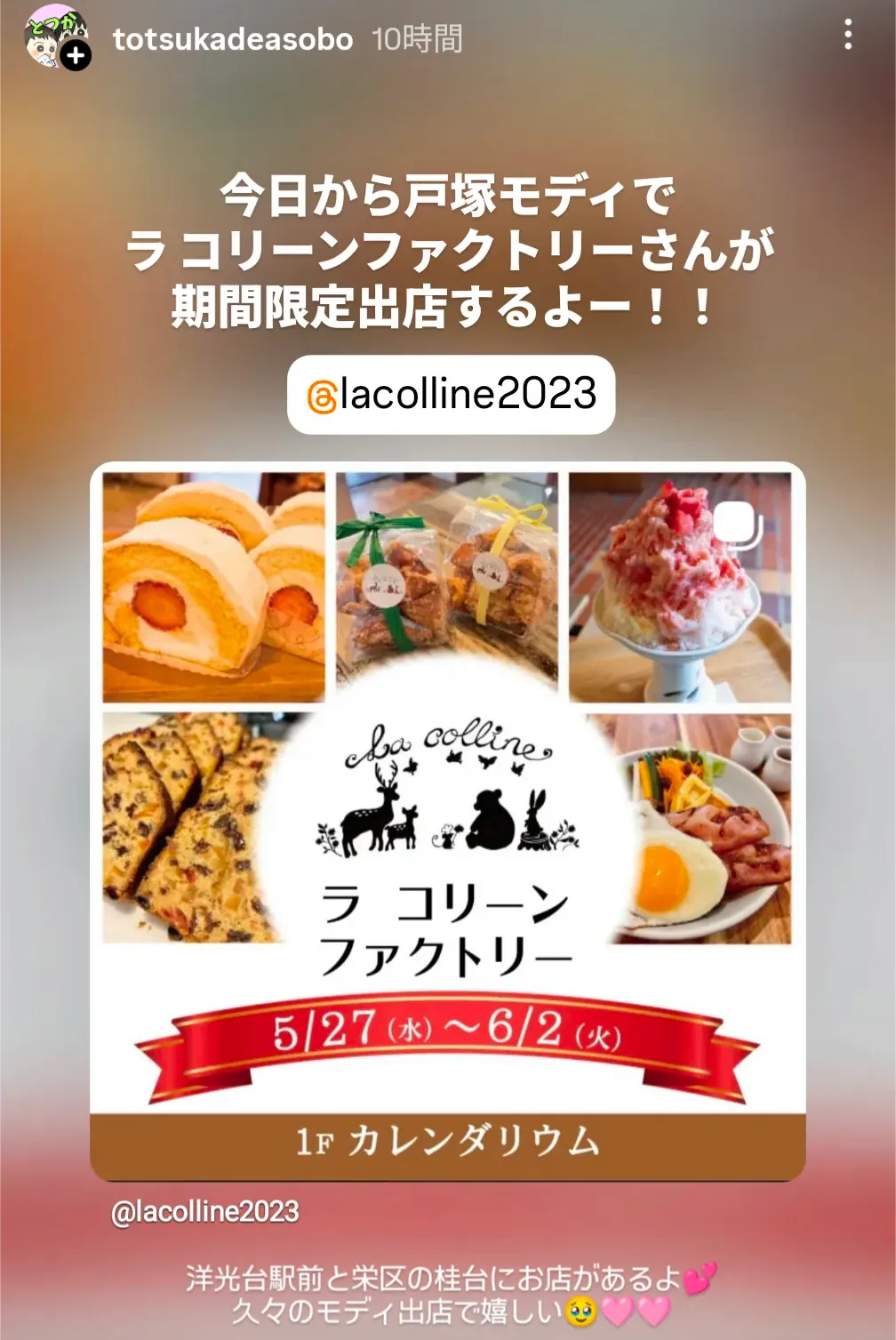 ラ コリーン ファクトリーの戸塚モディ1Fカレンダリウム期間限定出店フライヤー｜5月27日から6月2日まで